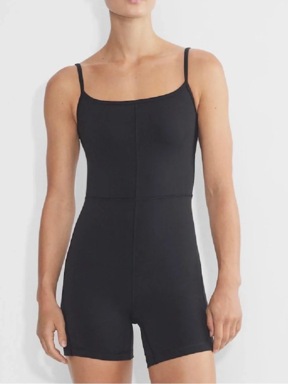 Aritzia Wilfred Black Stretch One-Piece Shapewear Romper
